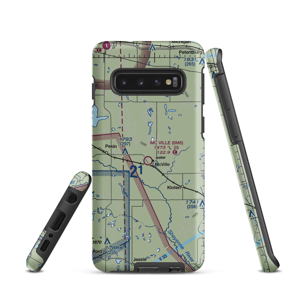 Mc Ville Municipal Airport (8M6) VFR Sectional Samsung Phone Case Samsung Galaxy S10 model shown