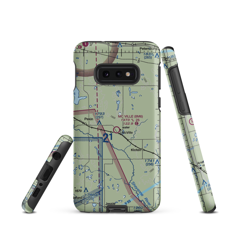 Mc Ville Municipal Airport (8M6) VFR Sectional Samsung Phone Case Samsung Galaxy S10e model shown