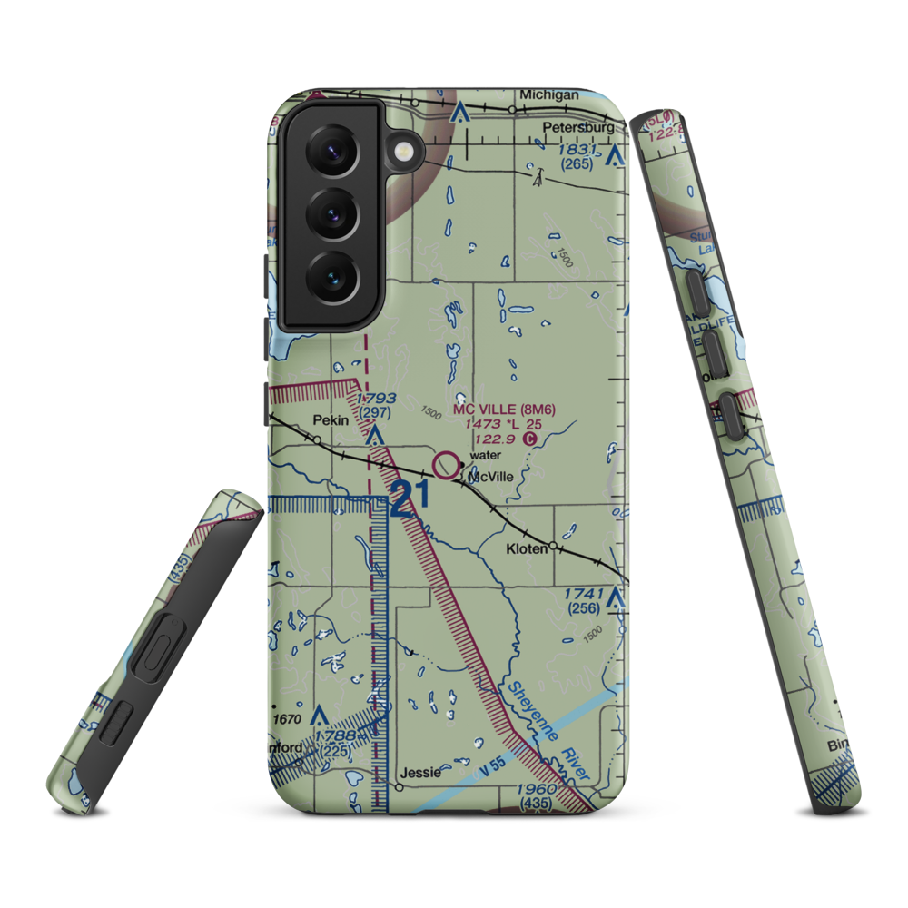 Mc Ville Municipal Airport (8M6) VFR Sectional Samsung Phone Case Samsung Galaxy S22 Plus model shown
