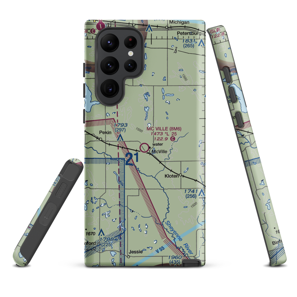 Mc Ville Municipal Airport (8M6) VFR Sectional Samsung Phone Case Samsung Galaxy S22 Ultra model shown
