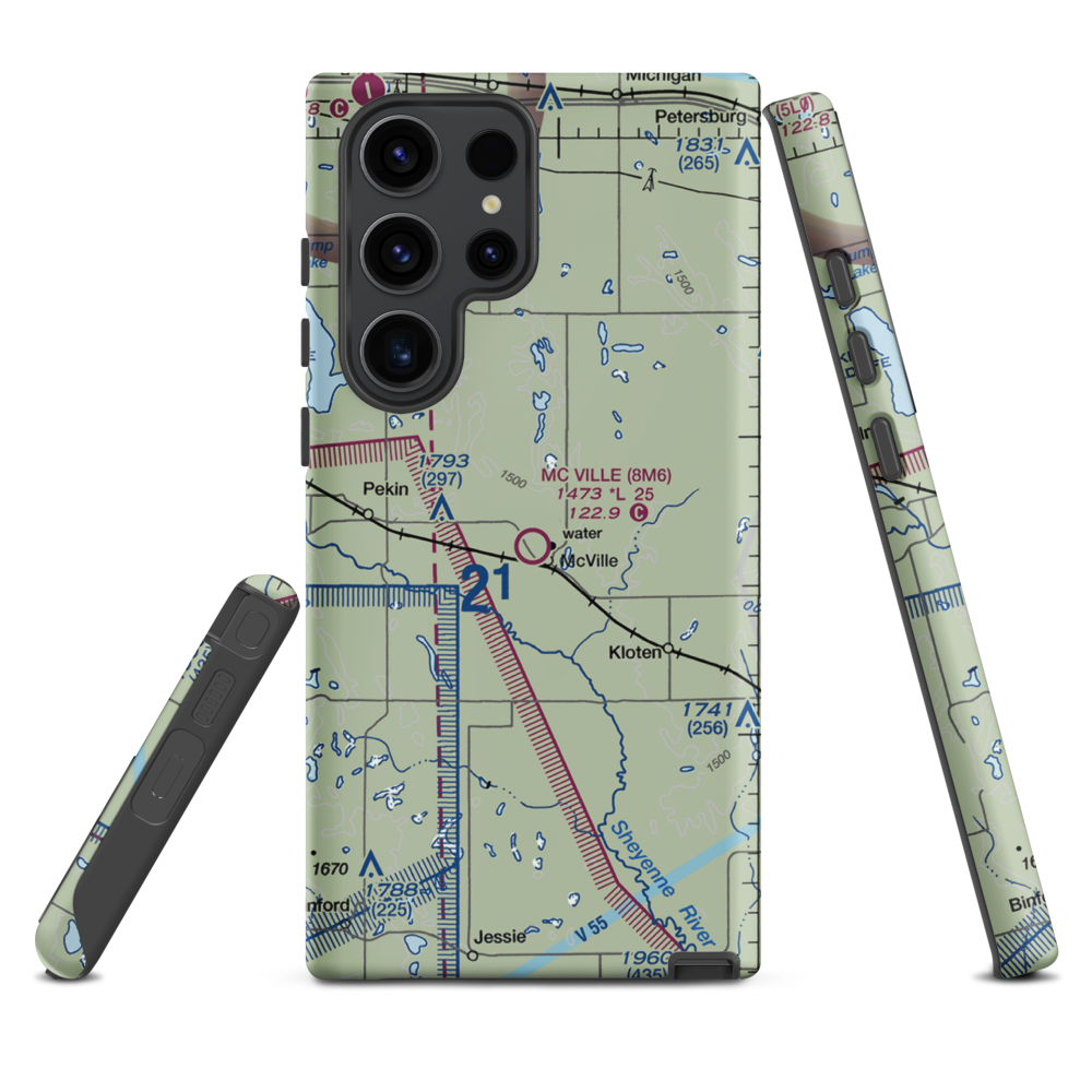 Mc Ville Municipal Airport (8M6) VFR Sectional Samsung Phone Case Samsung Galaxy S23 Ultra model shown