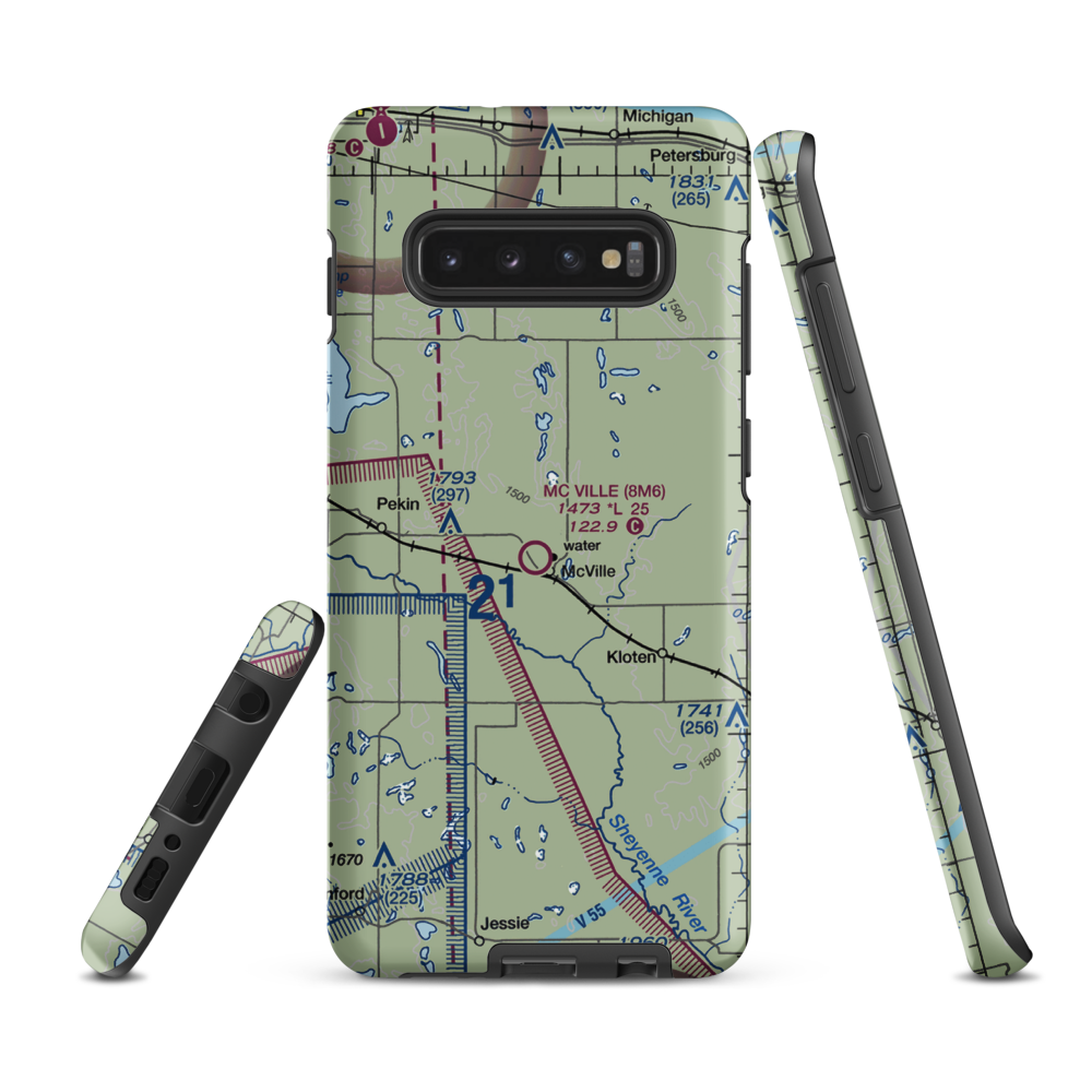 Mc Ville Municipal Airport (8M6) VFR Sectional Samsung Phone Case Samsung Galaxy S10 Plus model shown