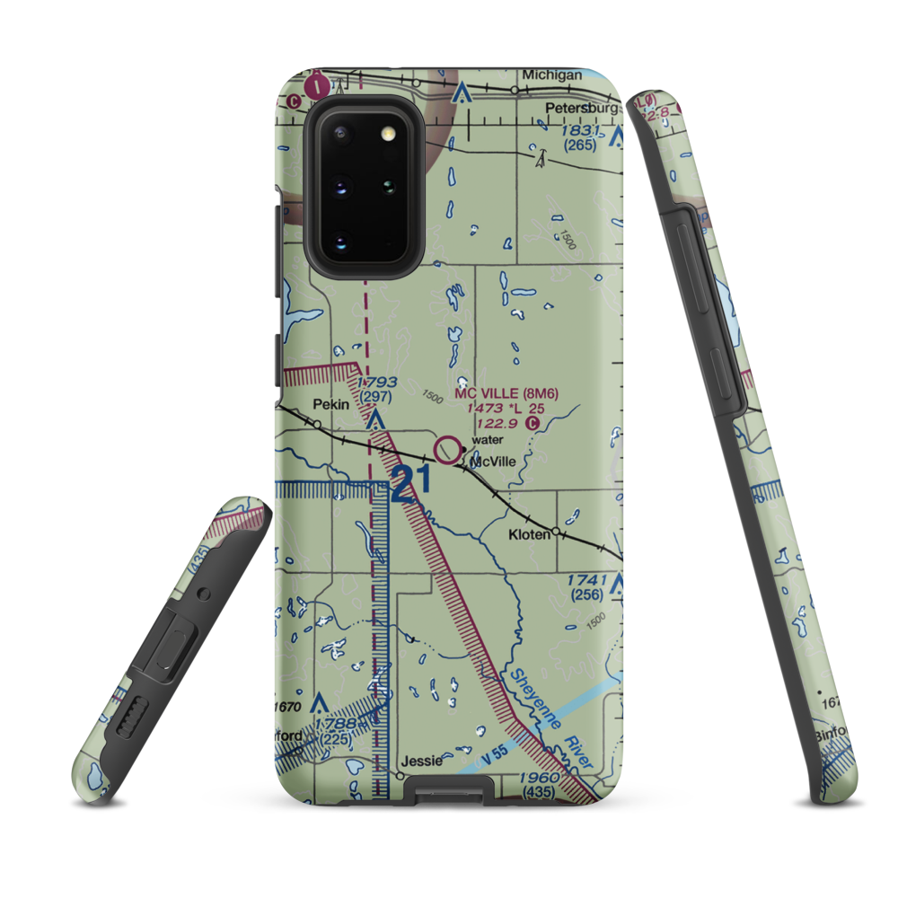 Mc Ville Municipal Airport (8M6) VFR Sectional Samsung Phone Case Samsung Galaxy S20 Plus model shown