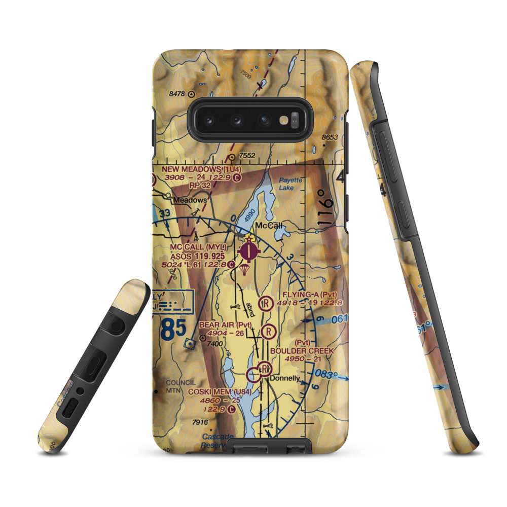 McCall Municipal Airport (MYL) VFR Sectional Samsung Phone Case Samsung Galaxy S10e model shown