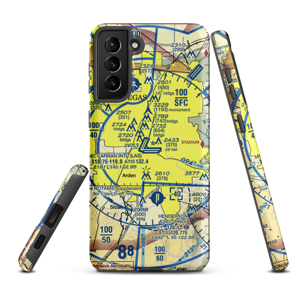 McCarran International Airport (LAS) VFR Sectional Samsung Phone Case Samsung Galaxy S21 Plus model shown