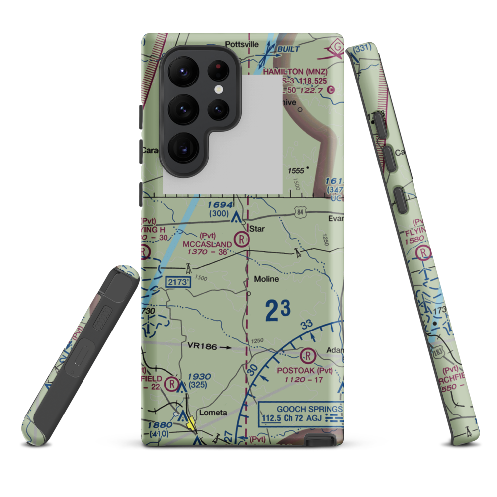 McCasland Ranch Airport (49XS) VFR Sectional Samsung Phone Case Samsung Galaxy S22 Ultra model shown