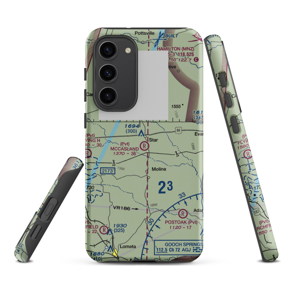 McCasland Ranch Airport (49XS) VFR Sectional Samsung Phone Case Samsung Galaxy S23 Plus model shown