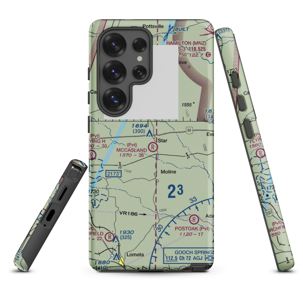 McCasland Ranch Airport (49XS) VFR Sectional Samsung Phone Case Samsung Galaxy S25 Ultra model shown