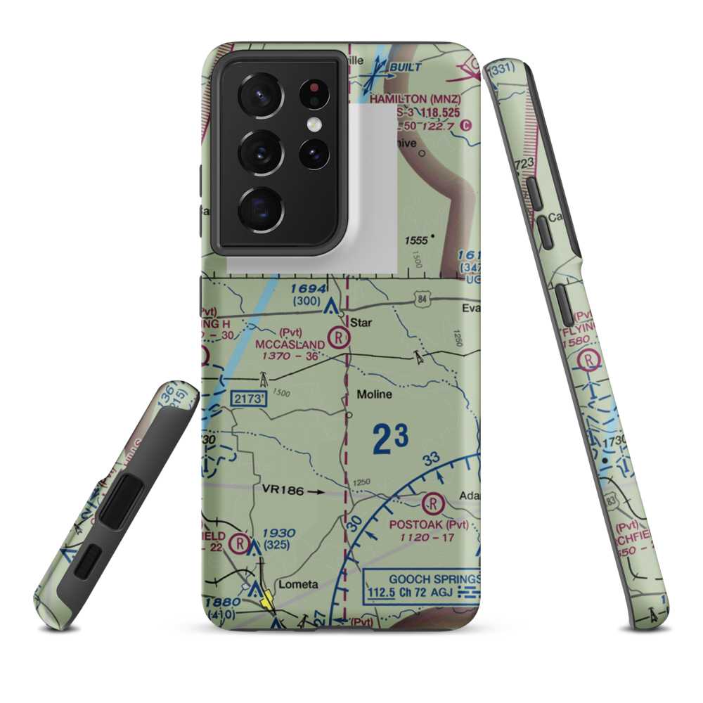 McCasland Ranch Airport (49XS) VFR Sectional Samsung Phone Case Samsung Galaxy S21 Ultra model shown