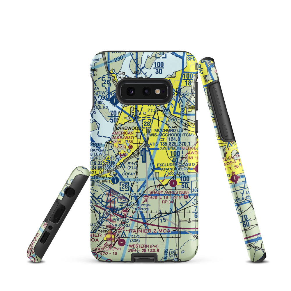 McChord Air Force Base (TCM) VFR Sectional Samsung Phone Case Samsung Galaxy S10 Plus model shown