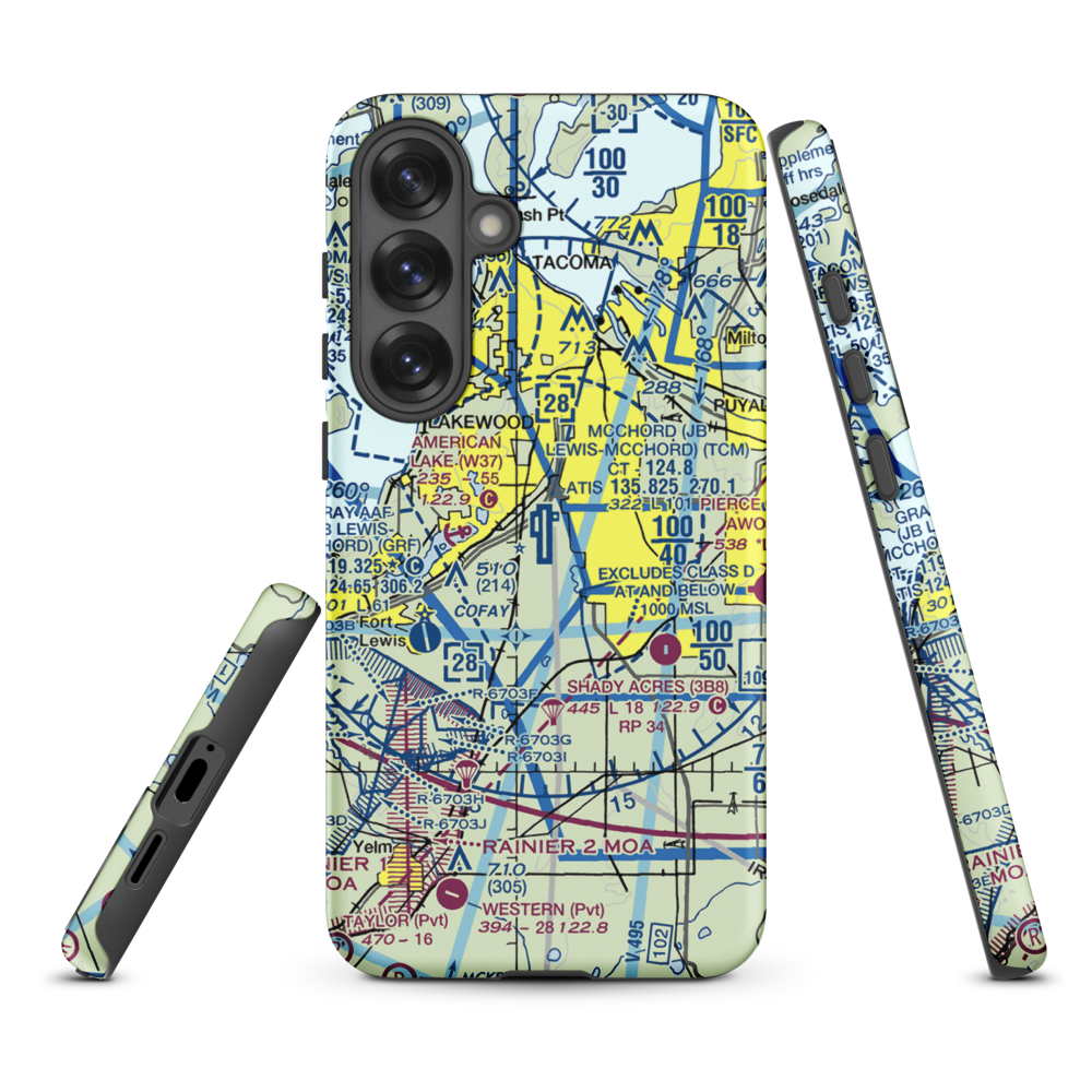 McChord Air Force Base (TCM) VFR Sectional Samsung Phone Case Samsung Galaxy S25 Plus model shown