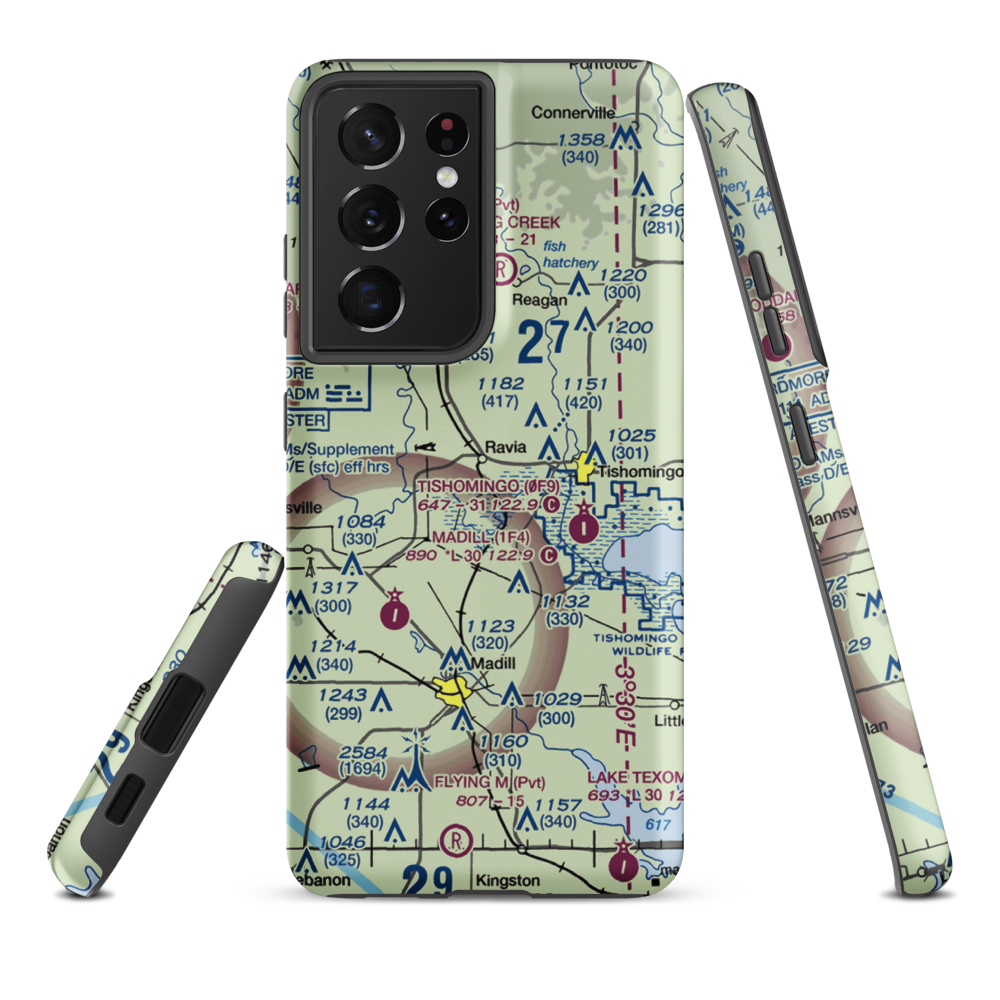 Mcdaniel Aviation Airport (OK28) VFR Sectional Samsung Phone Case Samsung Galaxy S21 Ultra model shown