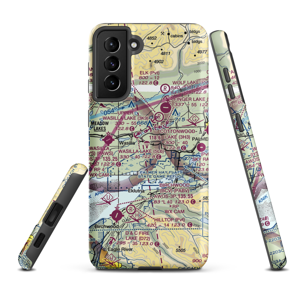 Mcdonald Ridge Airport (65AK) VFR Sectional Samsung Phone Case Samsung Galaxy S21 Plus model shown