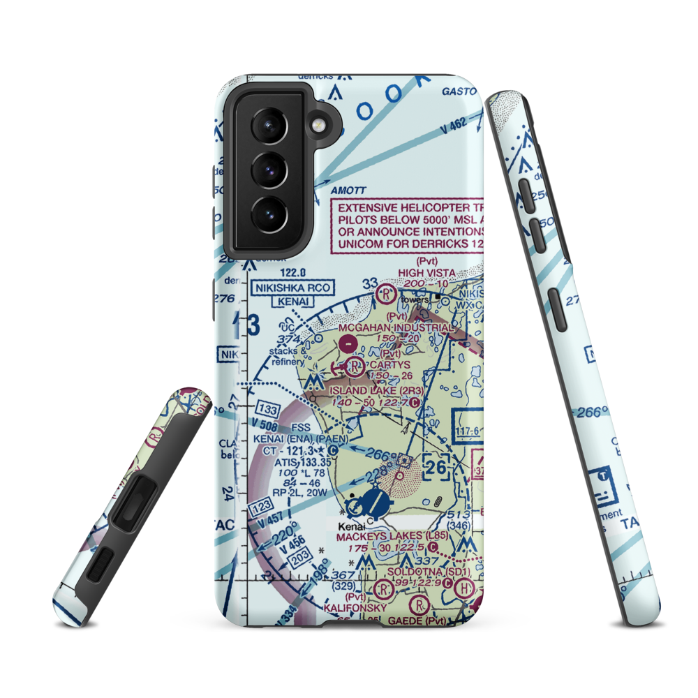 McGahan Industrial Airpark (AK73) VFR Sectional Samsung Phone Case Samsung Galaxy S21 FE model shown