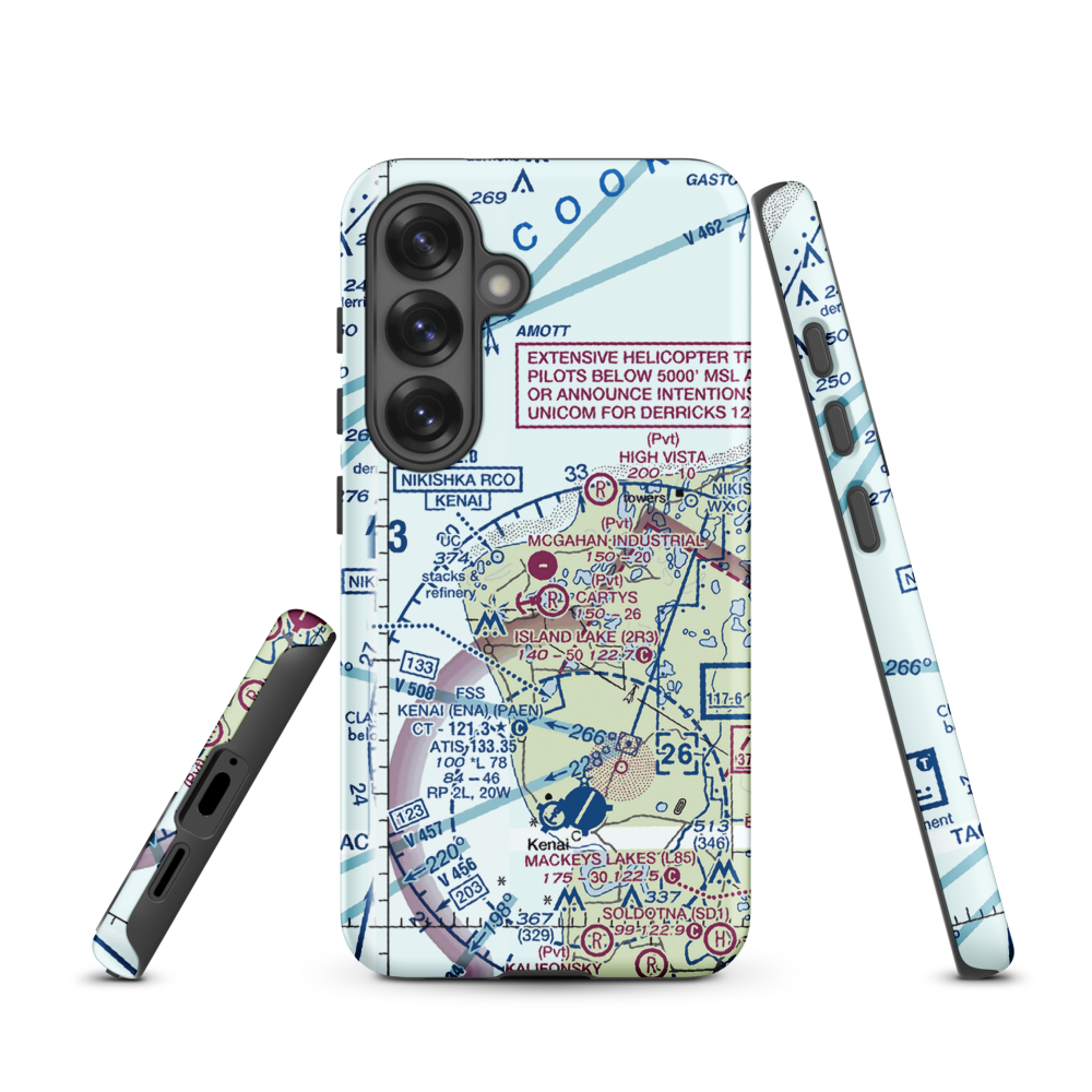 McGahan Industrial Airpark (AK73) VFR Sectional Samsung Phone Case Samsung Galaxy S25 model shown