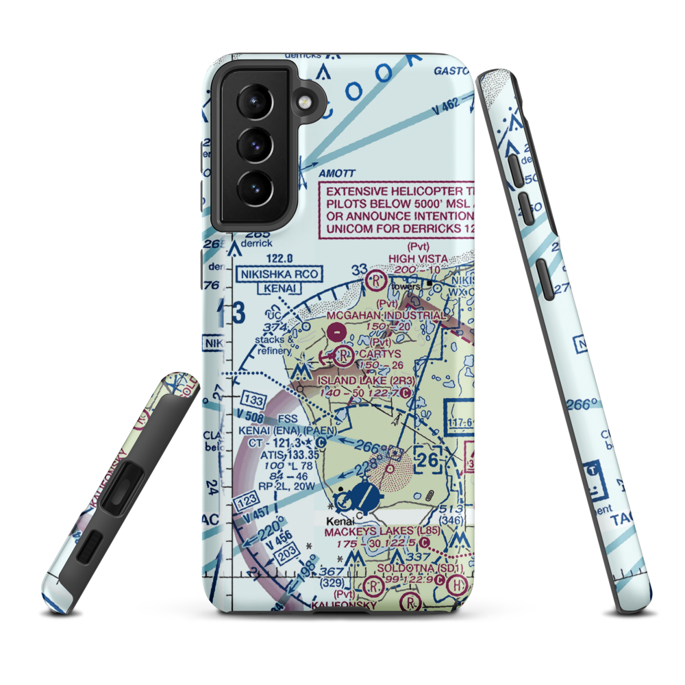 McGahan Industrial Airpark (AK73) VFR Sectional Samsung Phone Case Samsung Galaxy S21 FE model shown