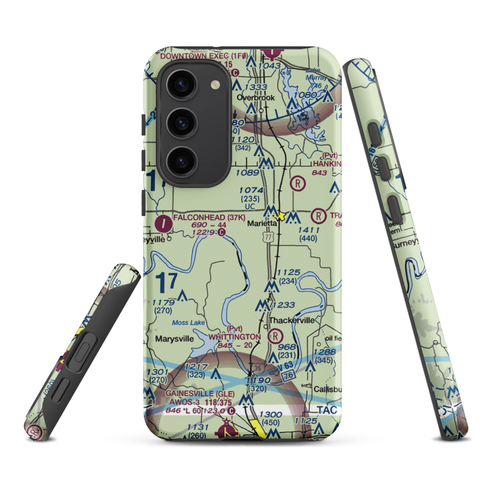 Mcgehee Catfish Restaurant Airport (T40) VFR Sectional Samsung Phone Case Samsung Galaxy S23 Plus model shown