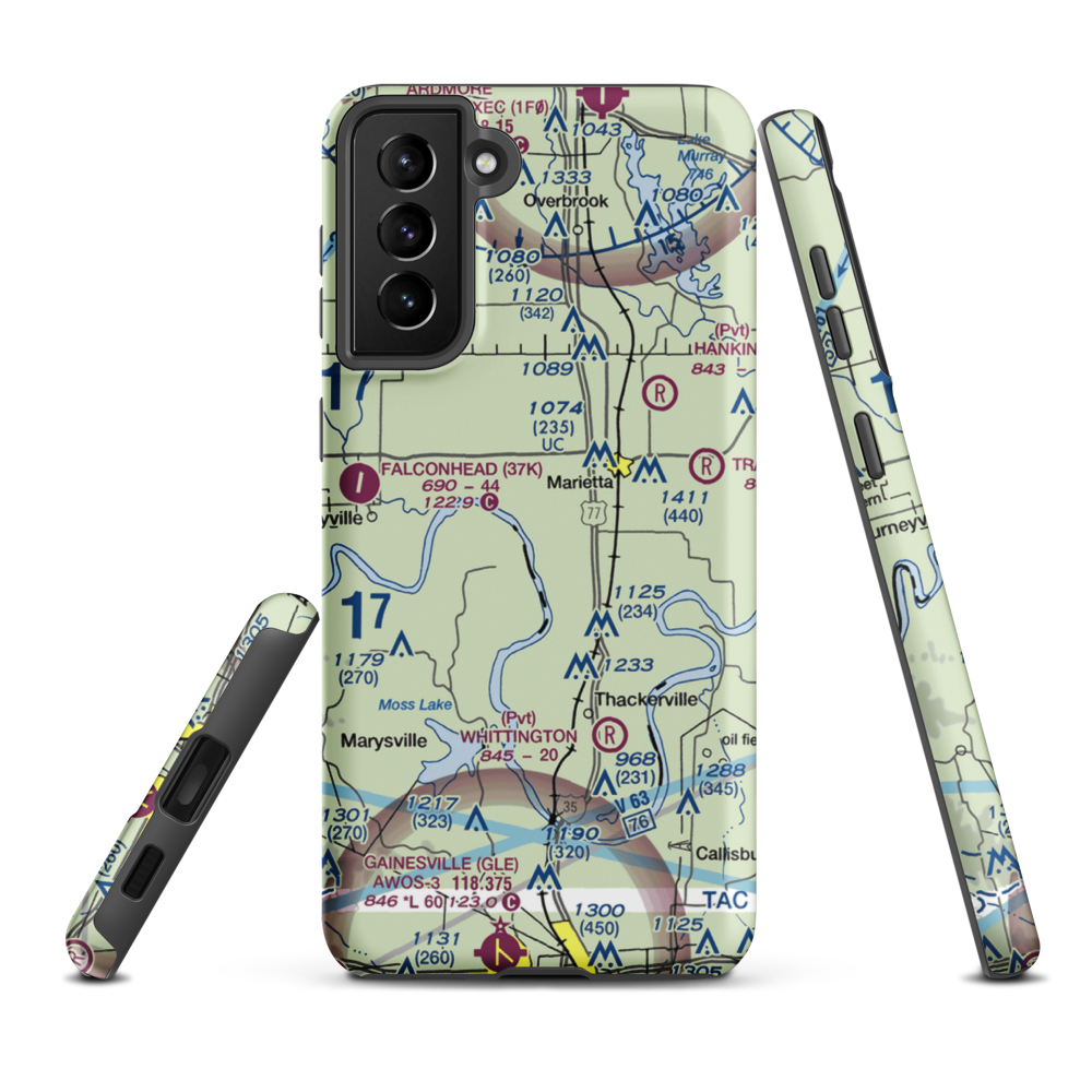 Mcgehee Catfish Restaurant Airport (T40) VFR Sectional Samsung Phone Case Samsung Galaxy S21 FE model shown