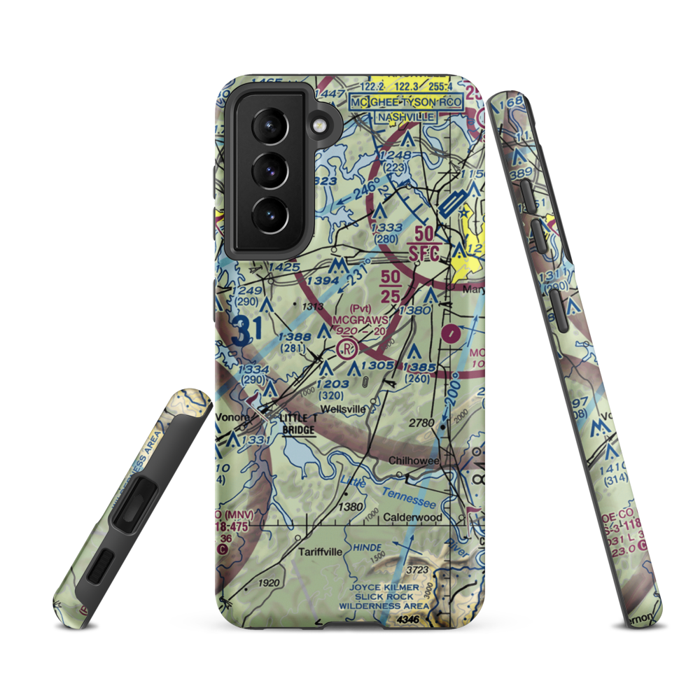 Mcgraw's Backyard Airport (5TN4) VFR Sectional Samsung Phone Case Samsung Galaxy S21 FE model shown