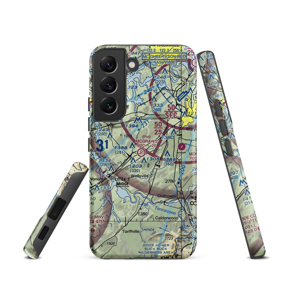 Mcgraw's Backyard Airport (5TN4) VFR Sectional Samsung Phone Case Samsung Galaxy S22 model shown