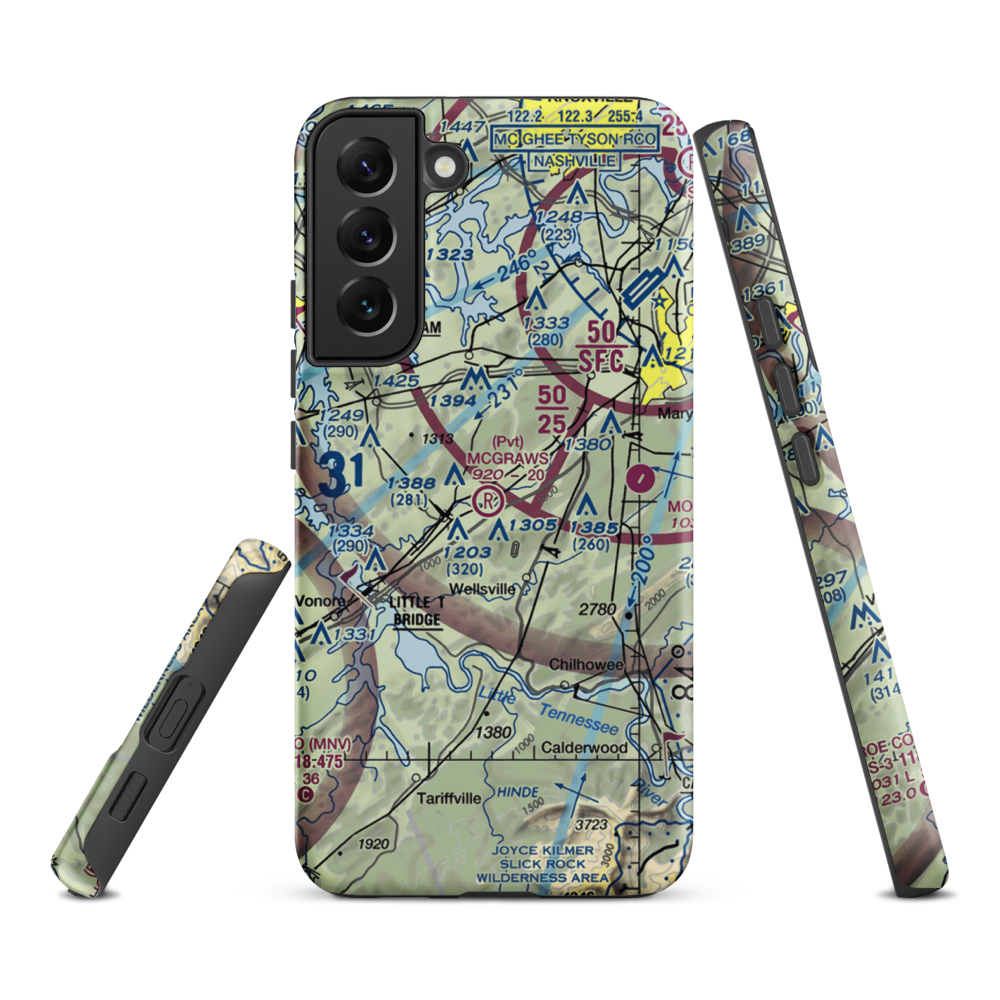 Mcgraw's Backyard Airport (5TN4) VFR Sectional Samsung Phone Case Samsung Galaxy S22 Plus model shown
