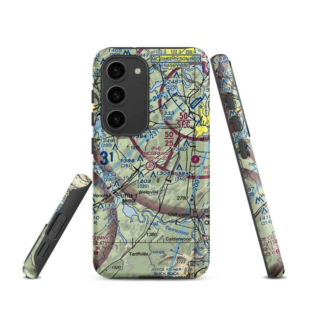 Mcgraw's Backyard Airport (5TN4) VFR Sectional Samsung Phone Case Samsung Galaxy S23 model shown