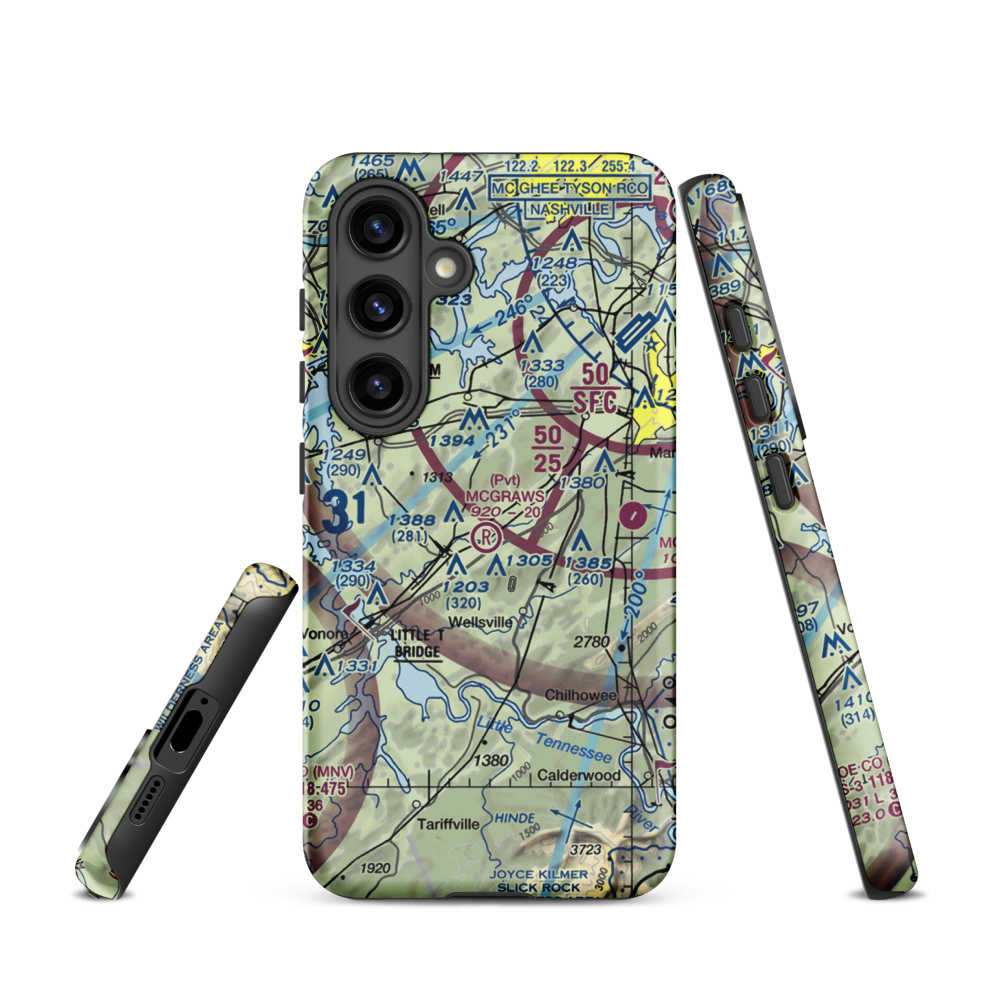 Mcgraw's Backyard Airport (5TN4) VFR Sectional Samsung Phone Case Samsung Galaxy S24 model shown