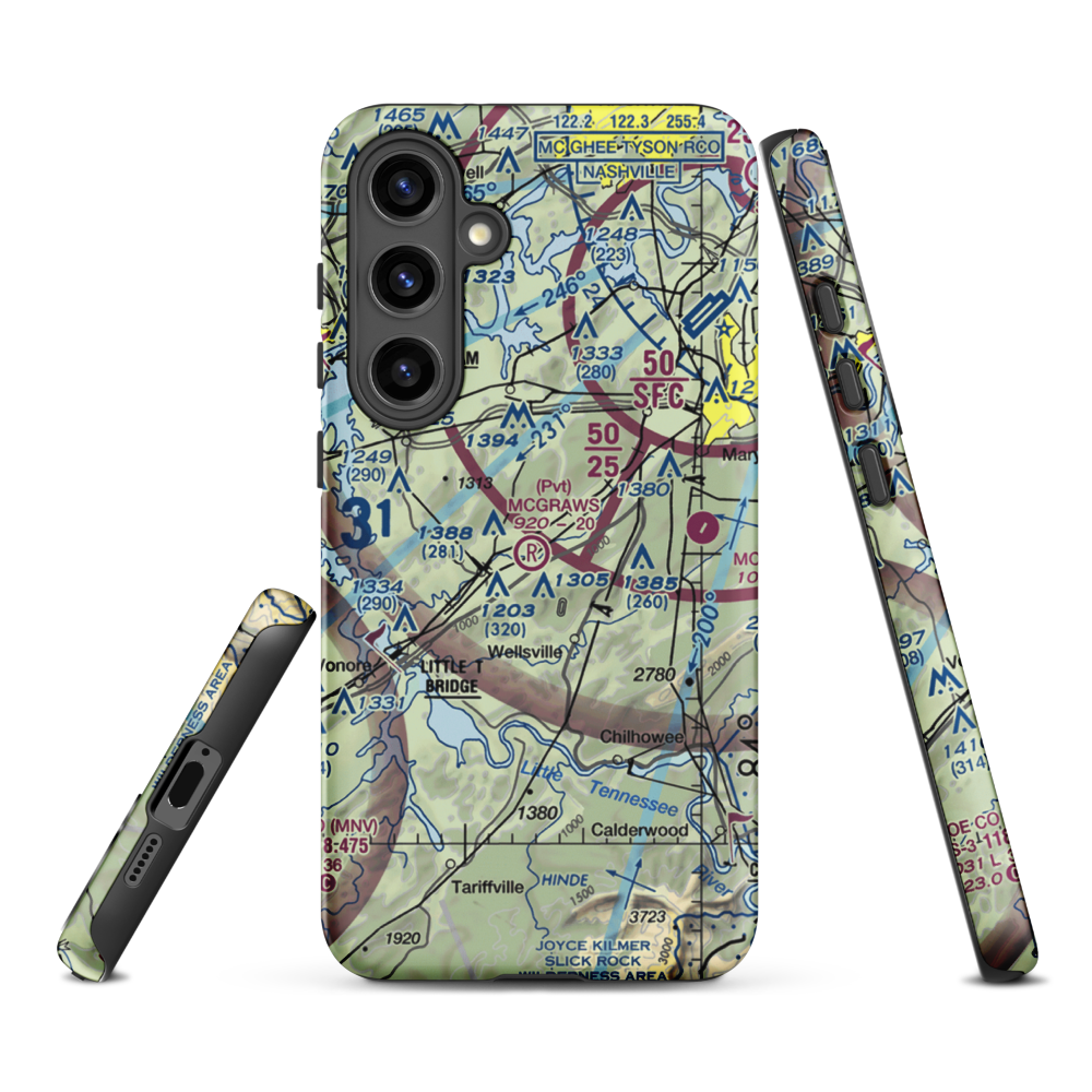 Mcgraw's Backyard Airport (5TN4) VFR Sectional Samsung Phone Case Samsung Galaxy S24 Plus model shown