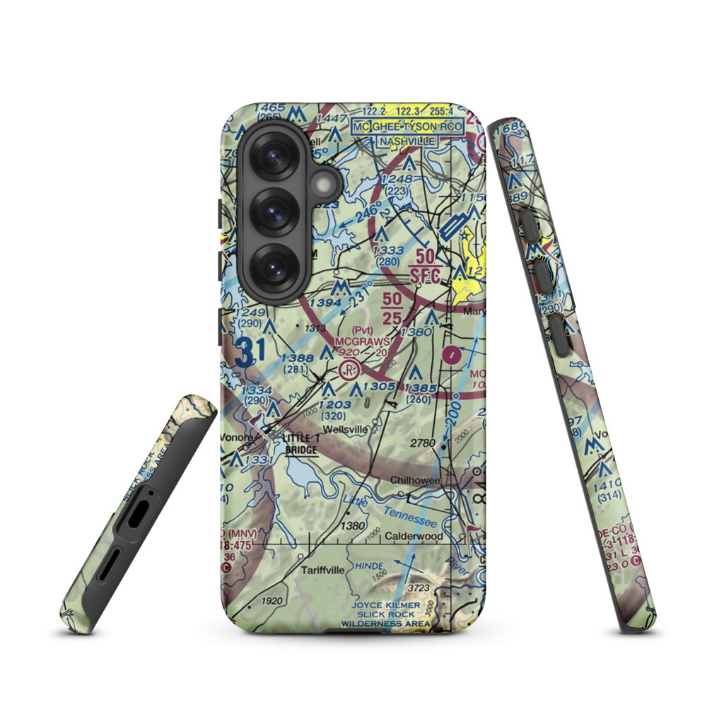 Mcgraw's Backyard Airport (5TN4) VFR Sectional Samsung Phone Case Samsung Galaxy S25 model shown