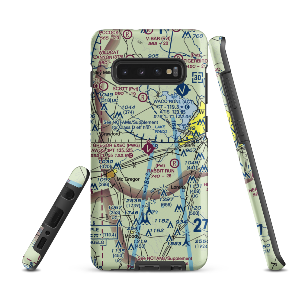 McGregor Executive Airport (PWG) VFR Sectional Samsung Phone Case Samsung Galaxy S10 Plus model shown