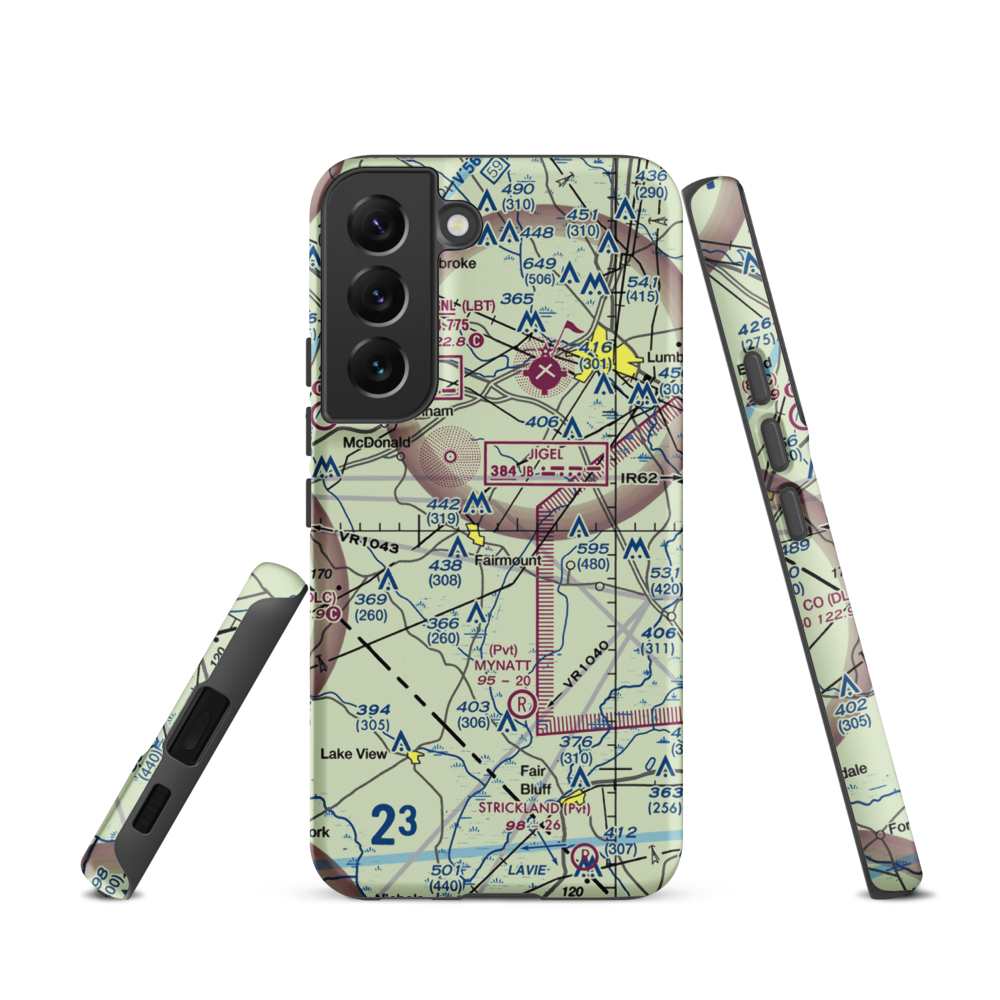 Mckee Airport (NC70) VFR Sectional Samsung Phone Case Samsung Galaxy S22 model shown