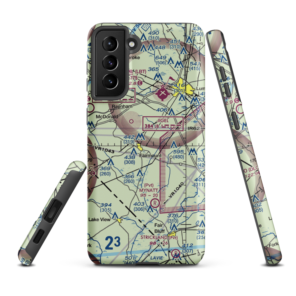 Mckee Airport (NC70) VFR Sectional Samsung Phone Case Samsung Galaxy S21 Plus model shown