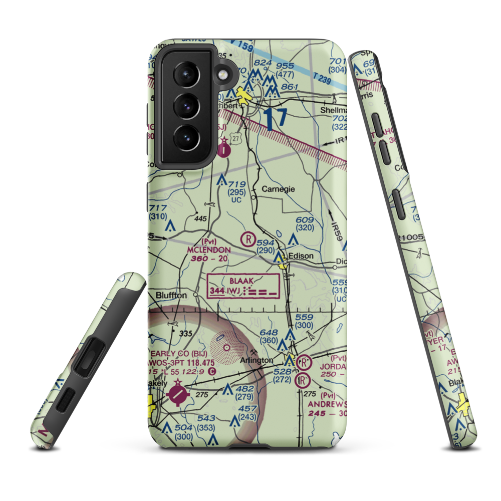 Mclendon Airport (GA48) VFR Sectional Samsung Phone Case Samsung Galaxy S21 Plus model shown