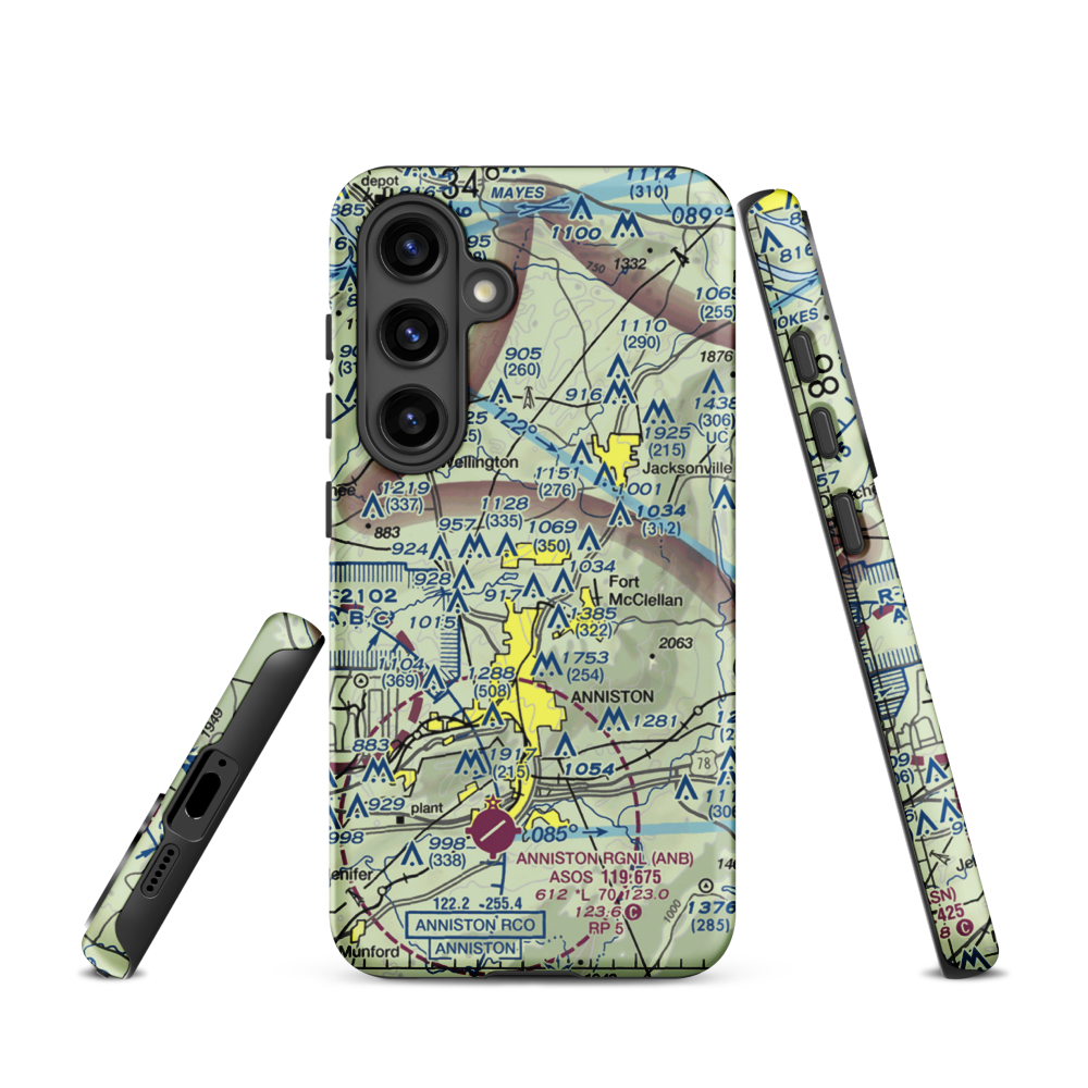 Mcminn Airport (25A) VFR Sectional Samsung Phone Case Samsung Galaxy S24 model shown
