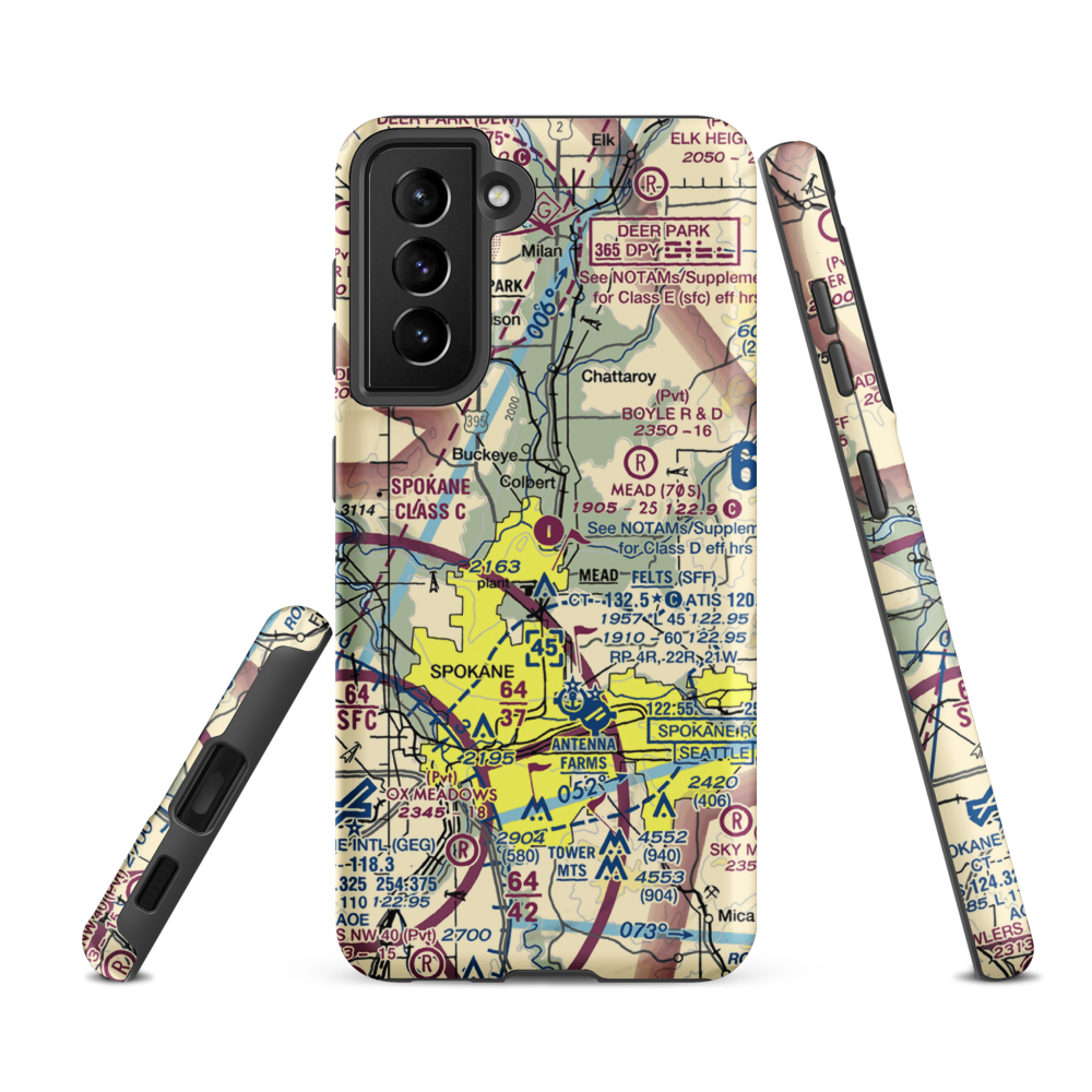 Mead Flying Service Airport (70S) VFR Sectional Samsung Phone Case Samsung Galaxy S21 FE model shown