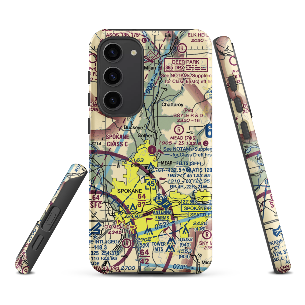 Mead Flying Service Airport (70S) VFR Sectional Samsung Phone Case Samsung Galaxy S23 Plus model shown