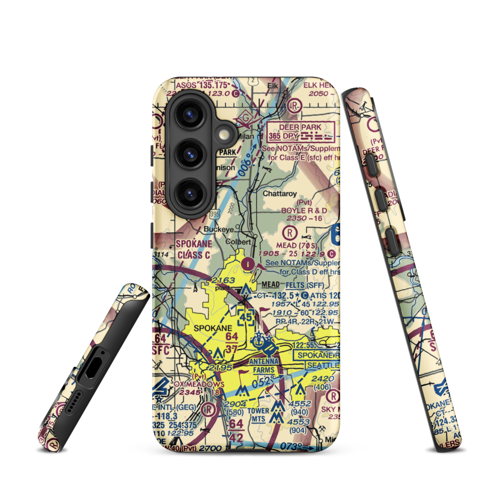 Mead Flying Service Airport (70S) VFR Sectional Samsung Phone Case Samsung Galaxy S24 model shown
