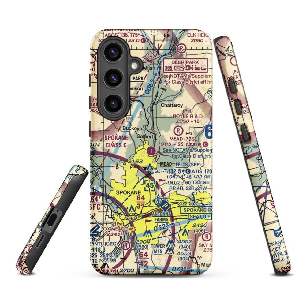 Mead Flying Service Airport (70S) VFR Sectional Samsung Phone Case Samsung Galaxy S24 Plus model shown