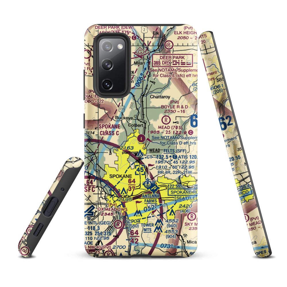 Mead Flying Service Airport (70S) VFR Sectional Samsung Phone Case Samsung Galaxy S20 FE model shown
