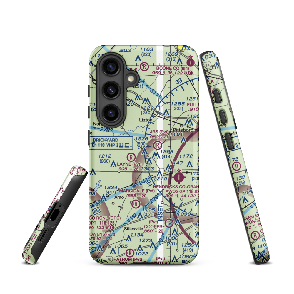 Meadors Field (II82) VFR Sectional Samsung Phone Case Samsung Galaxy S24 model shown