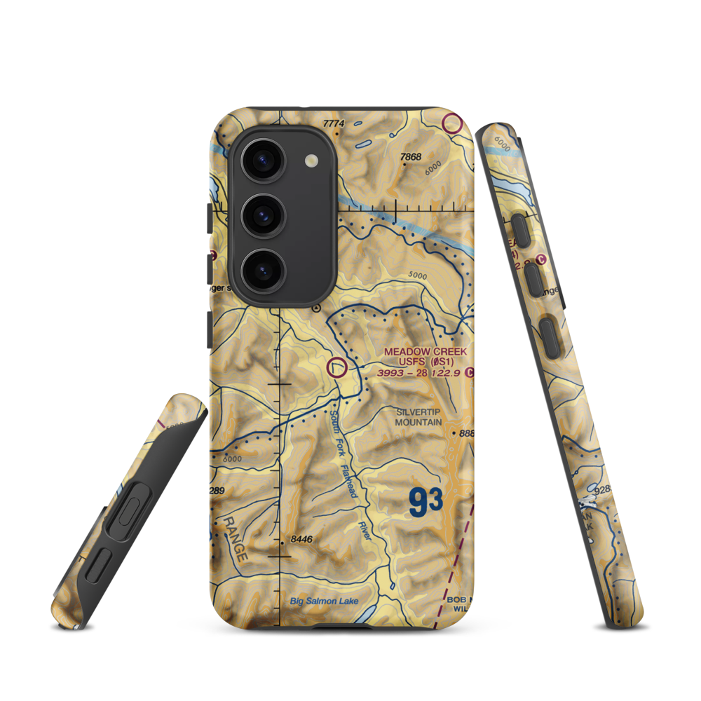 Meadow Creek Usfs Airport (0S1) VFR Sectional Samsung Phone Case Samsung Galaxy S23 model shown