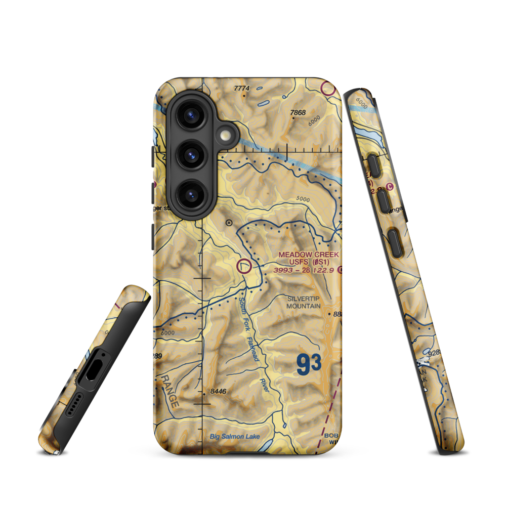 Meadow Creek Usfs Airport (0S1) VFR Sectional Samsung Phone Case Samsung Galaxy S24 model shown