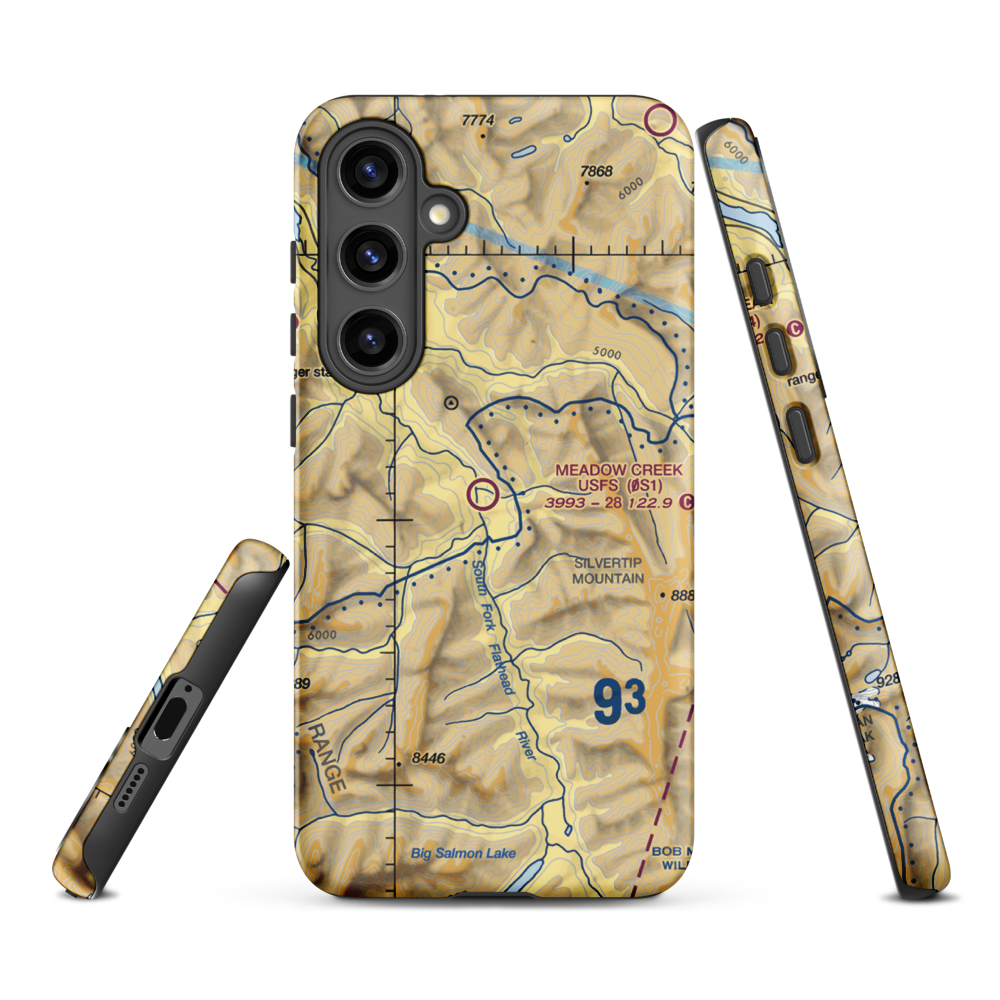 Meadow Creek Usfs Airport (0S1) VFR Sectional Samsung Phone Case Samsung Galaxy S24 Plus model shown