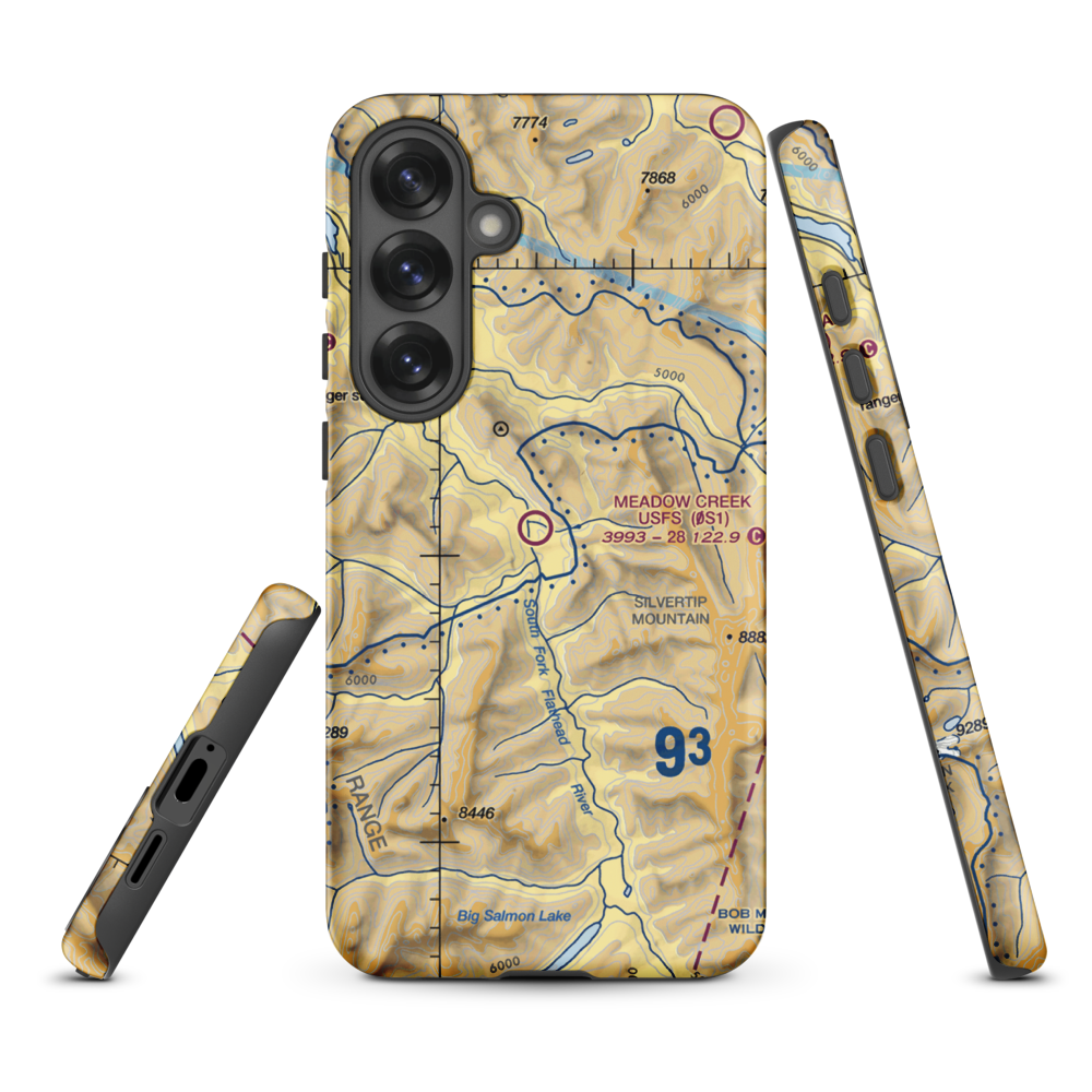 Meadow Creek Usfs Airport (0S1) VFR Sectional Samsung Phone Case Samsung Galaxy S25 Plus model shown