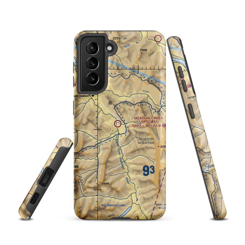Meadow Creek Usfs Airport (0S1) VFR Sectional Samsung Phone Case Samsung Galaxy S21 model shown