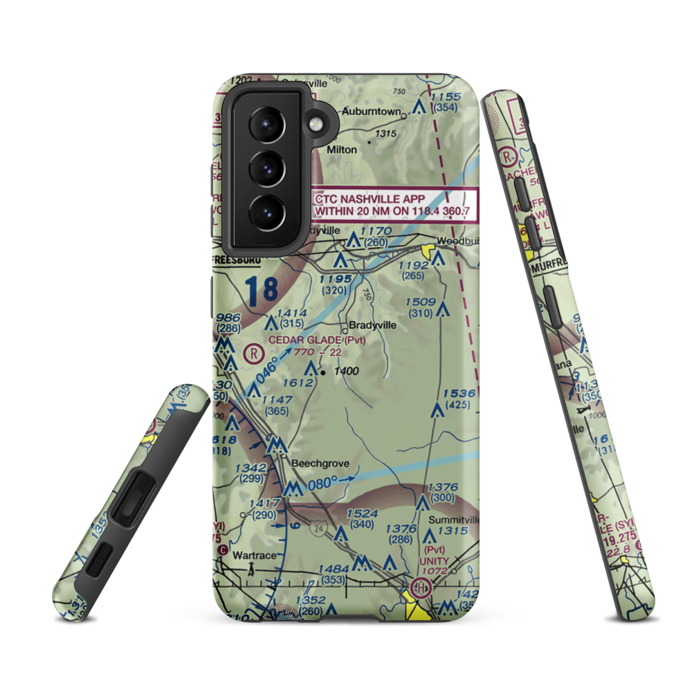 Meadow Lark Aerodrome Ultralight Flightpark (62TN) VFR Sectional Samsung Phone Case Samsung Galaxy S21 FE model shown