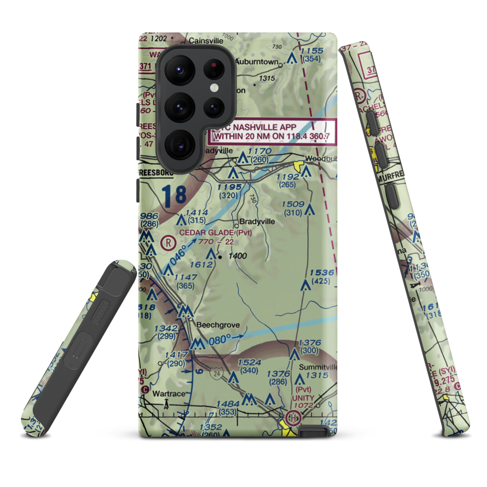Meadow Lark Aerodrome Ultralight Flightpark (62TN) VFR Sectional Samsung Phone Case Samsung Galaxy S22 Ultra model shown