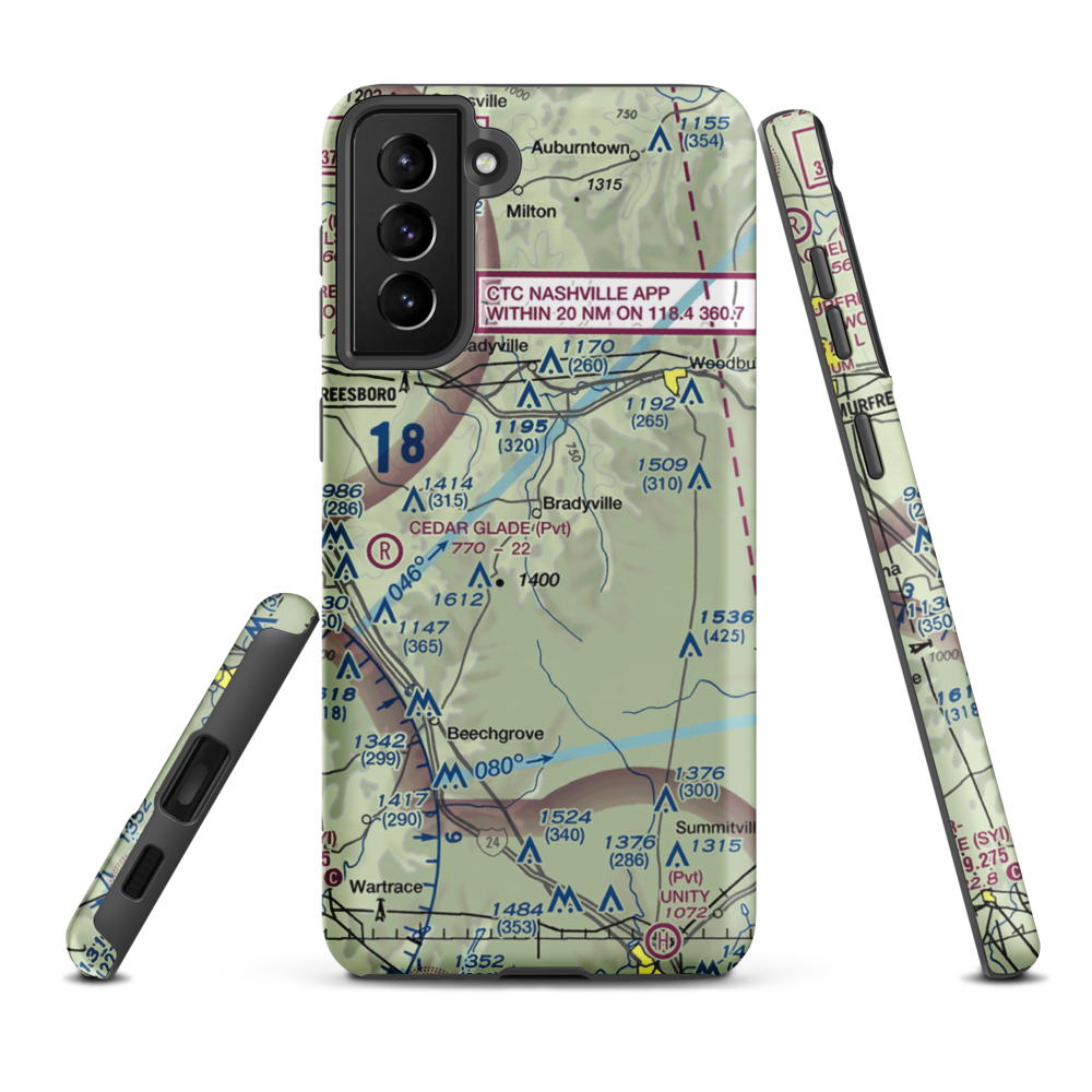 Meadow Lark Aerodrome Ultralight Flightpark (62TN) VFR Sectional Samsung Phone Case Samsung Galaxy S21 Plus model shown