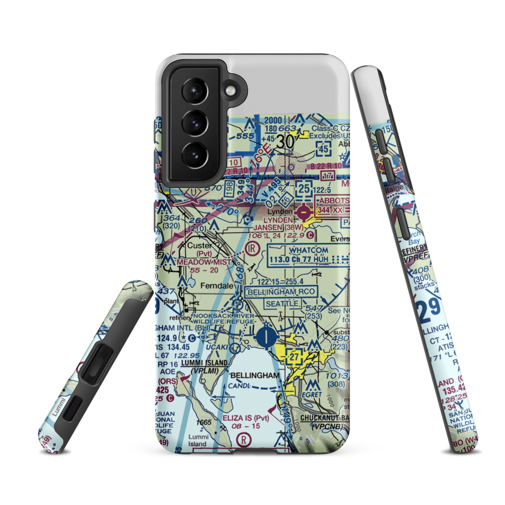 Meadow Mist Airport (WN35) VFR Sectional Samsung Phone Case Samsung Galaxy S21 FE model shown