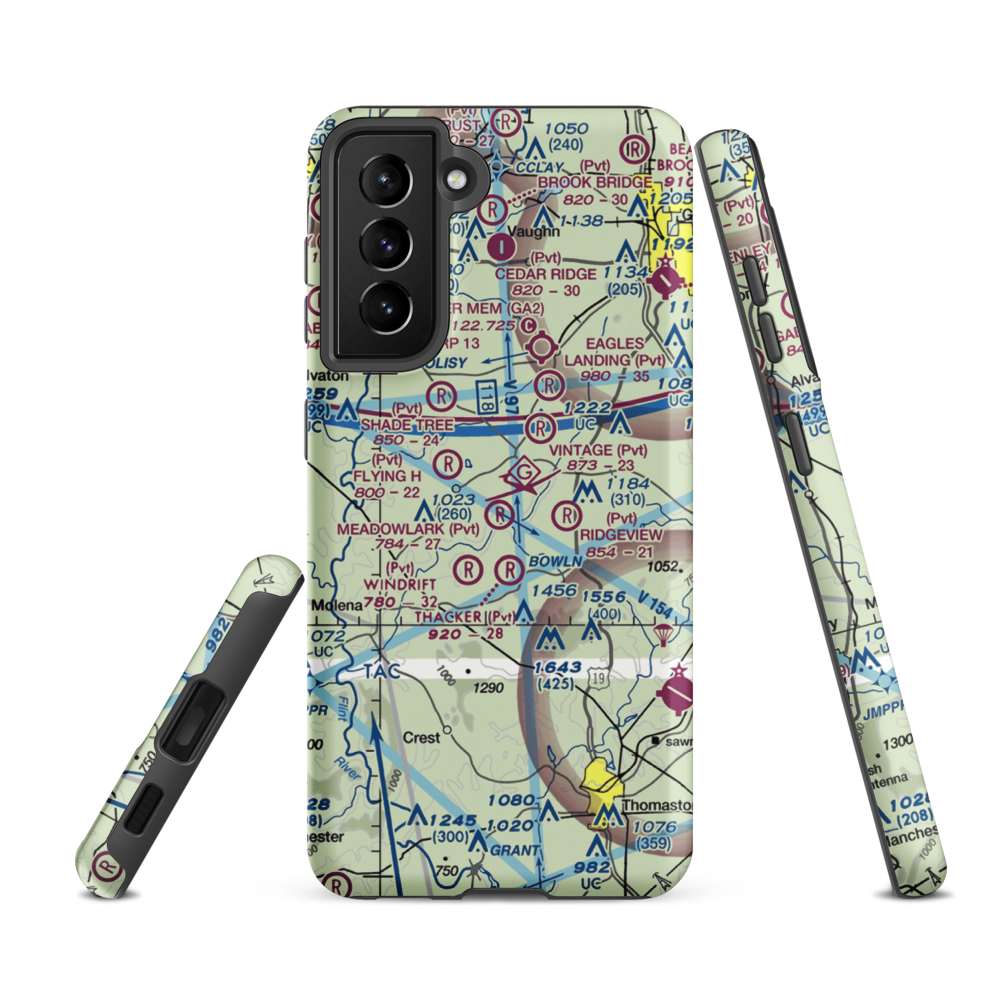 Meadowlark Airport (GA75) VFR Sectional Samsung Phone Case Samsung Galaxy S21 FE model shown